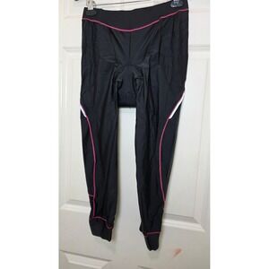 NEW 4ucycling Bicycle Pants Women Large Black Pink Padded 3/4 Cycling Tights L
